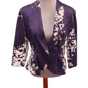 Zacharee Women 14 Navy White Floral Blazer Pleats WhimsyFairy Romance Boden Vibe